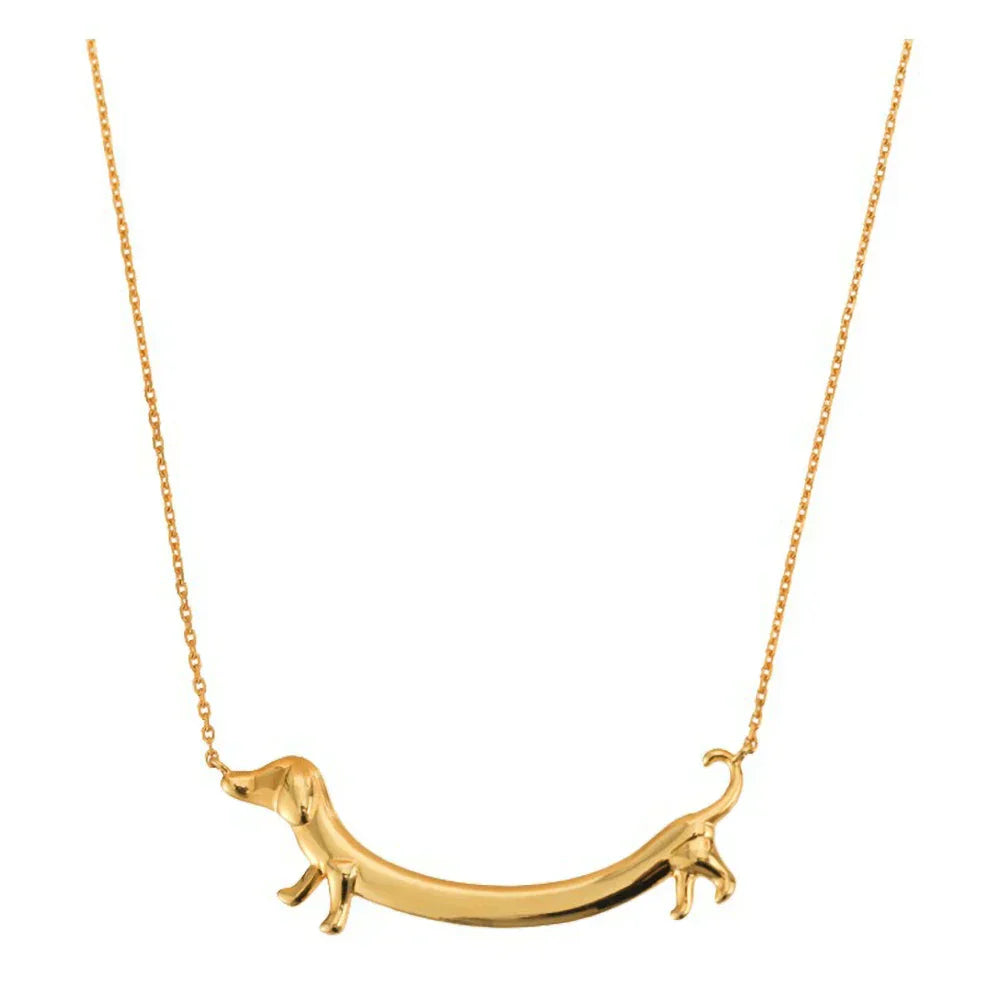 Golden Dachshund Necklace for Women