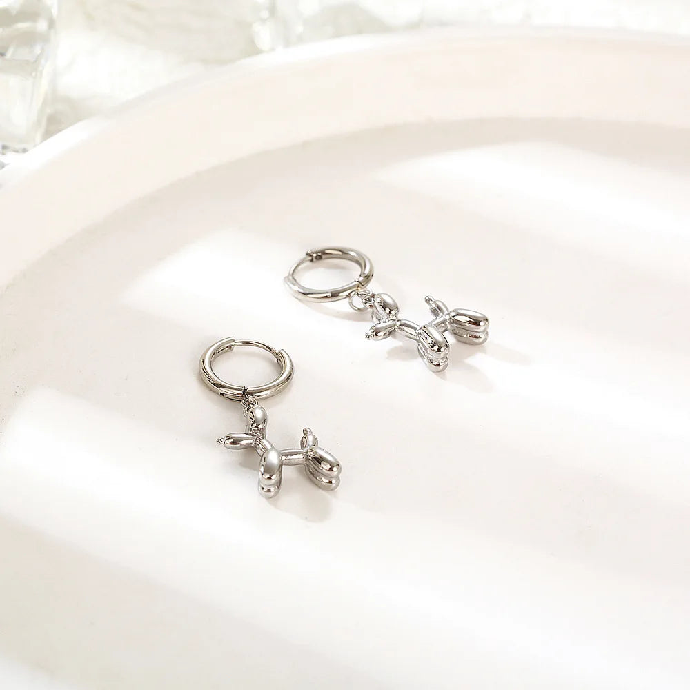 Mini Balloon Dog Earrings β Golden Hoops with Playful Dog Charm