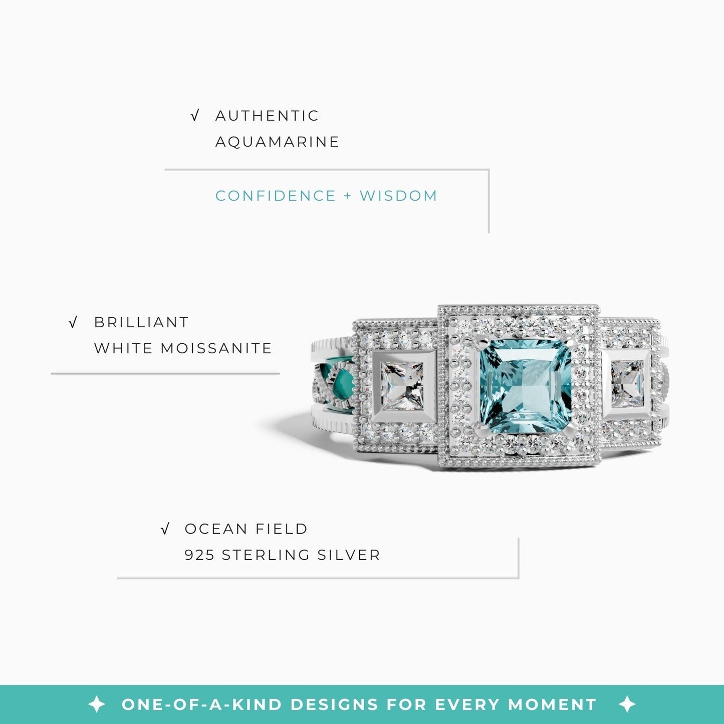 Azure Lighthouse Ring - Aquamarine