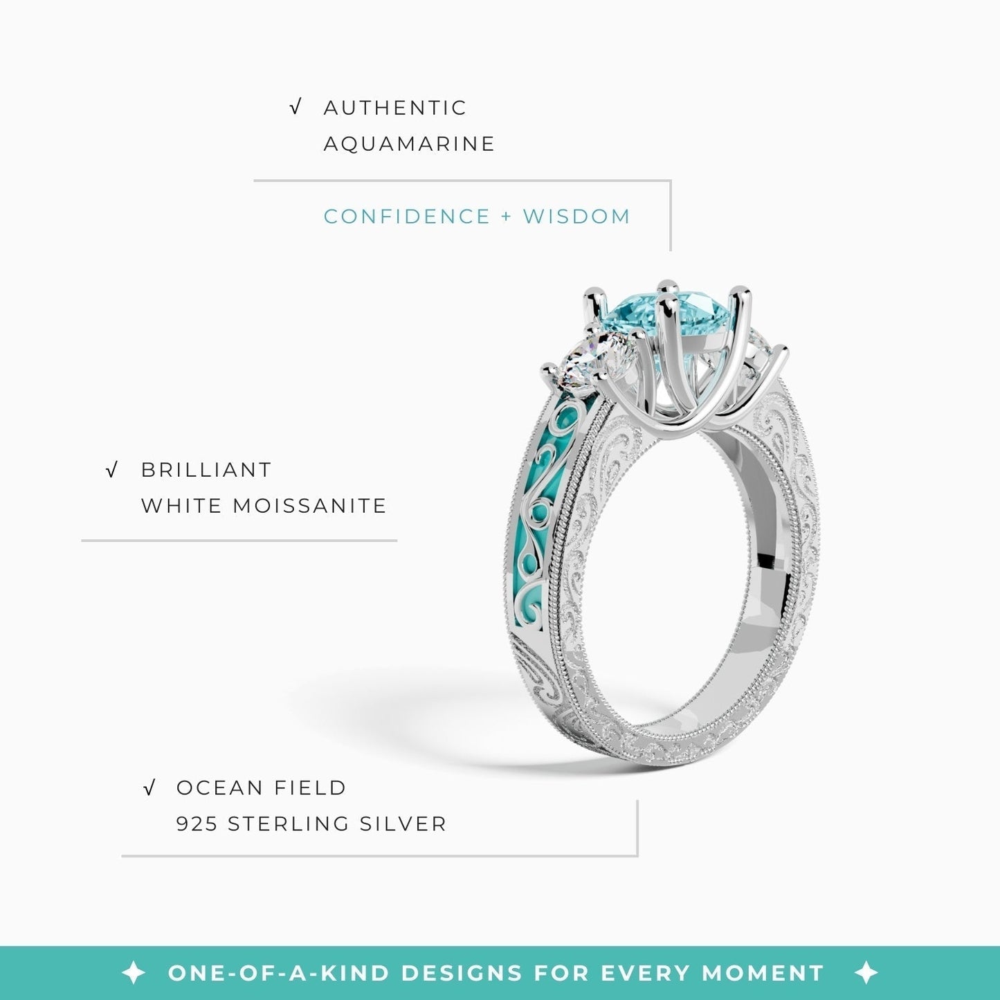 Century Romance Ring - Aquamarine