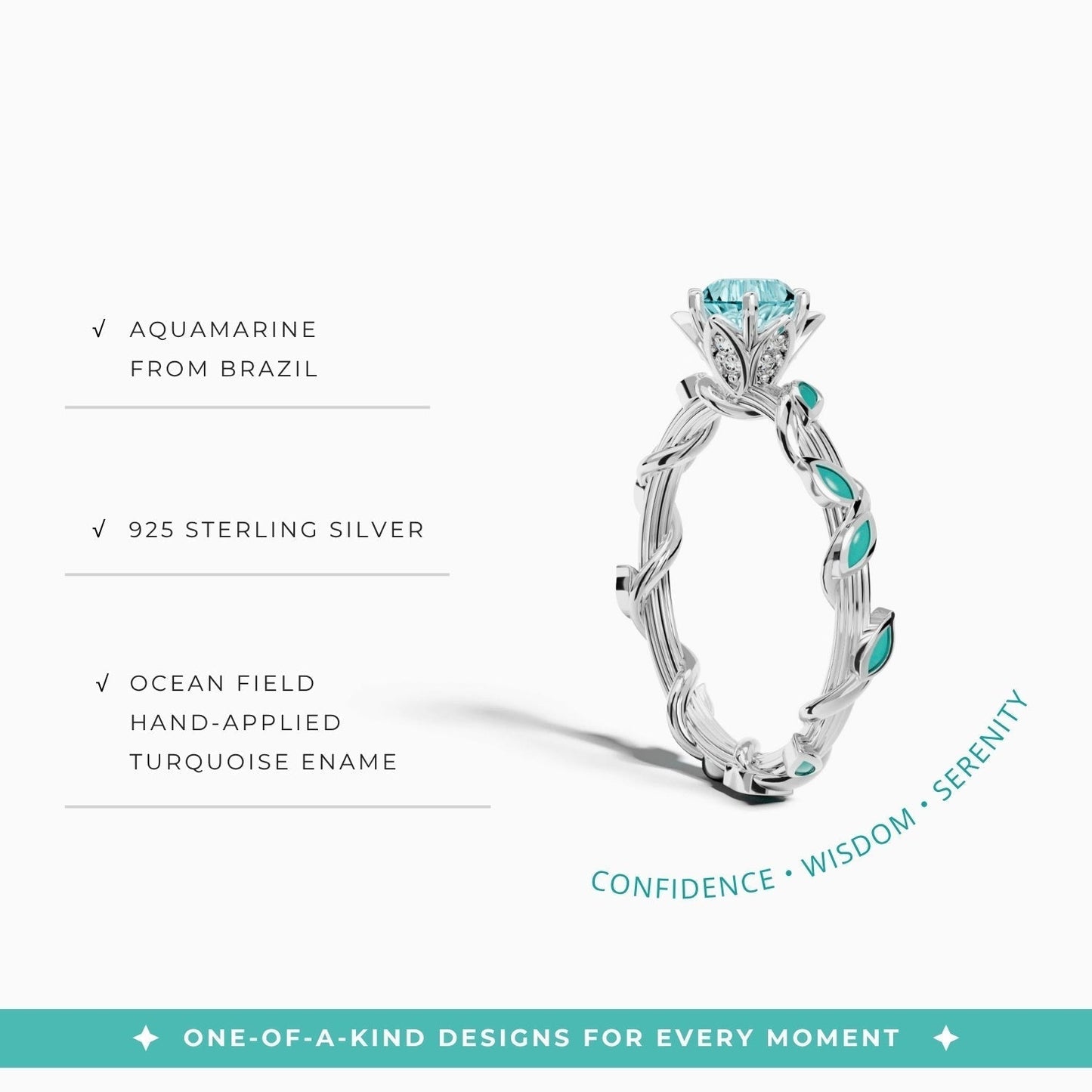 Promise Rose Ring - Aquamarine