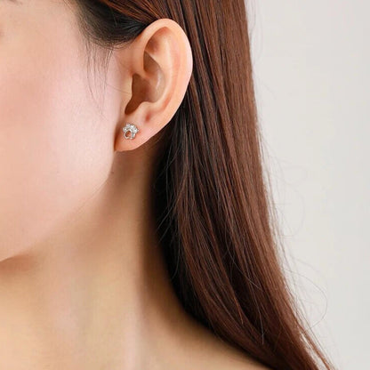 Paw Ear Studs made of Silver with Zirconia