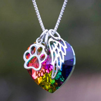 Rainbow Heart Memorial Necklace