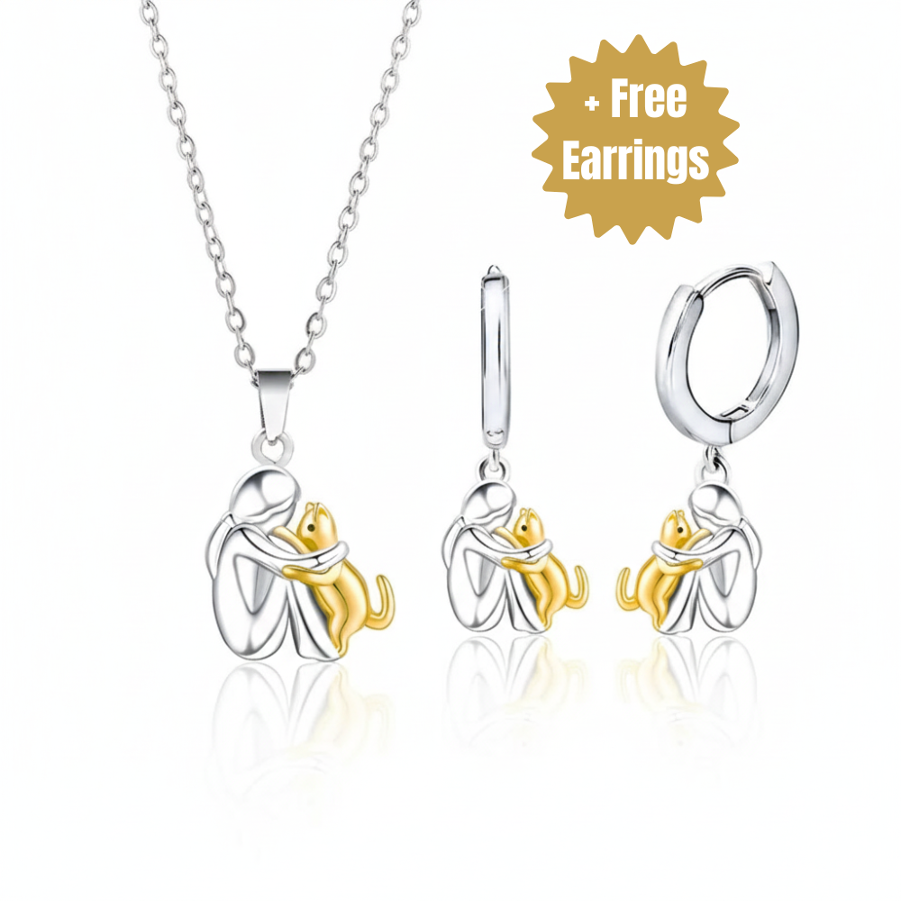 Hug Pendant Necklace with Bonus Earrings, Limited Time Offer
