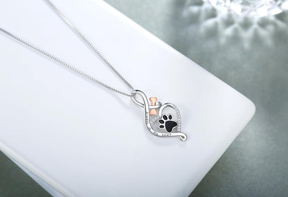 Lucky Necklace with Paw, Heart & Bone – "Always in my heart" Pendant