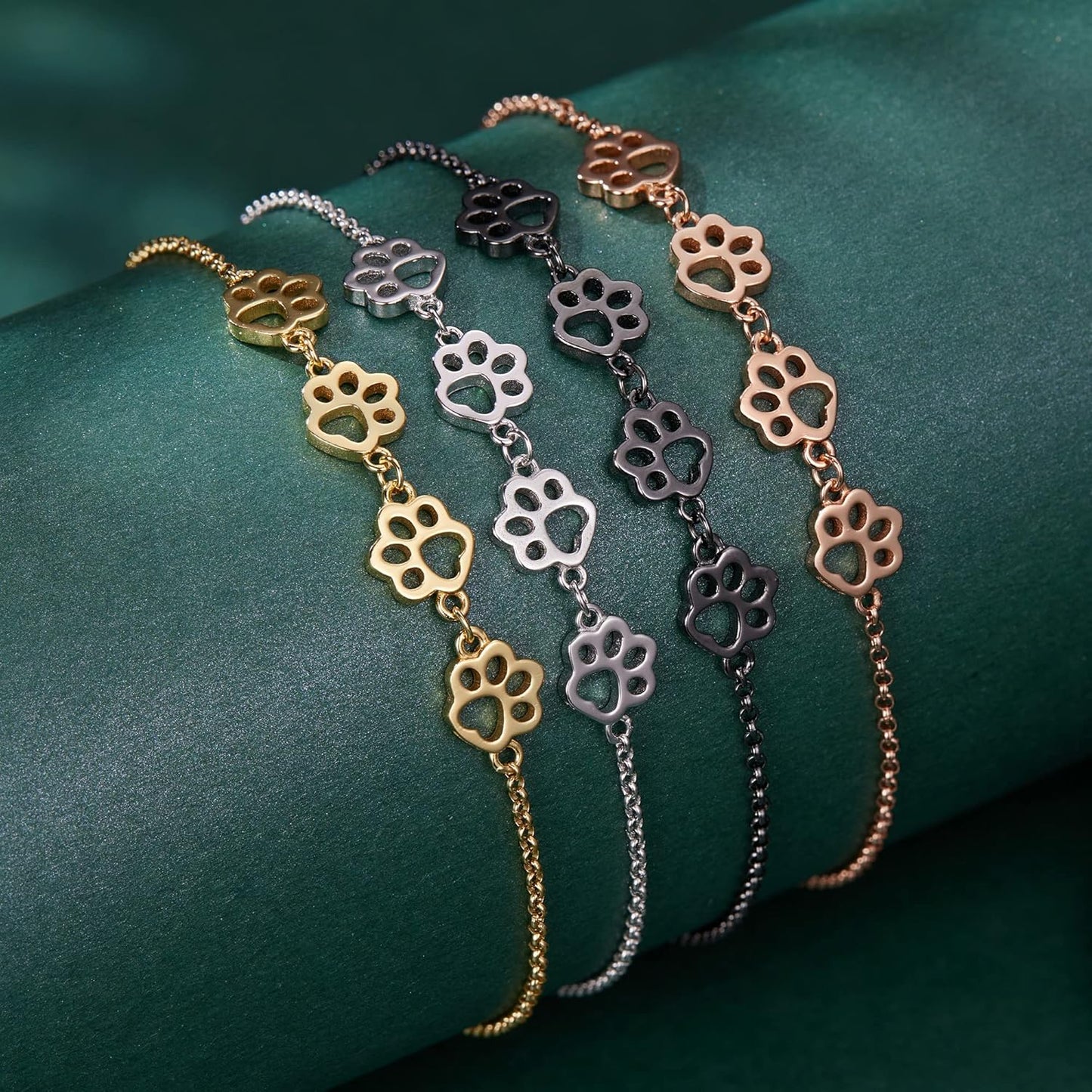 Sterling Silver Paw Print Bracelet – Adjustable Fit