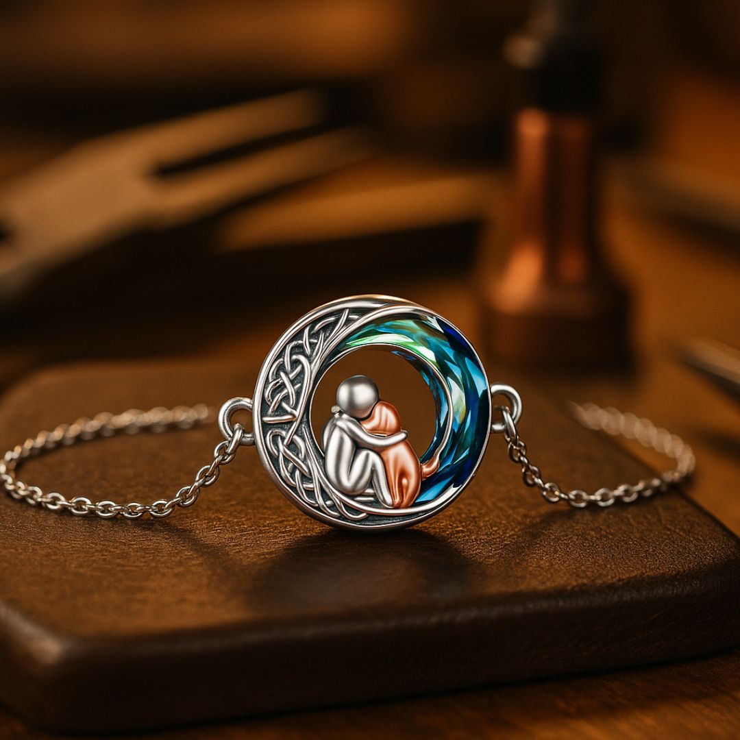 Adjustable Lucky Bracelet made of Sterling Silver with Dog Motif