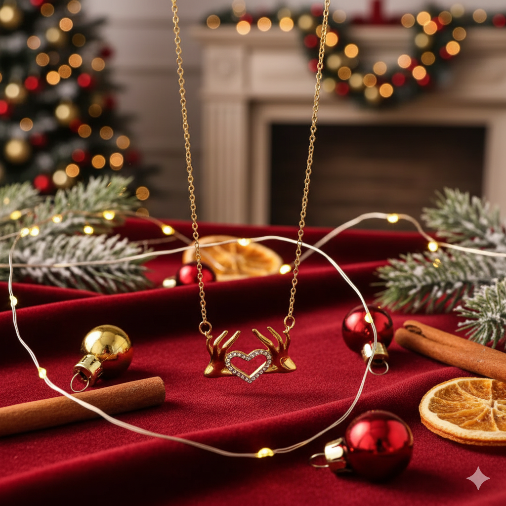 Golden Heart Embrace Necklace