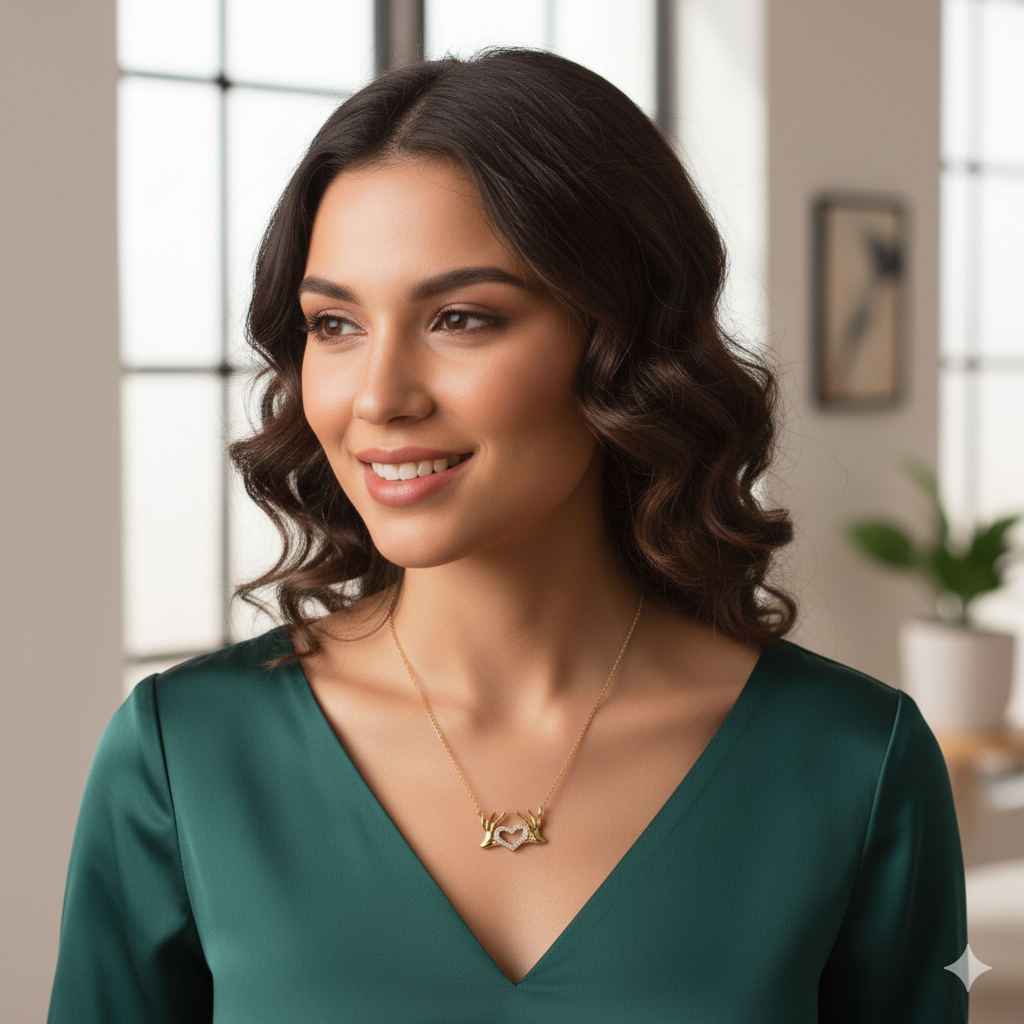 Golden Heart Embrace Necklace