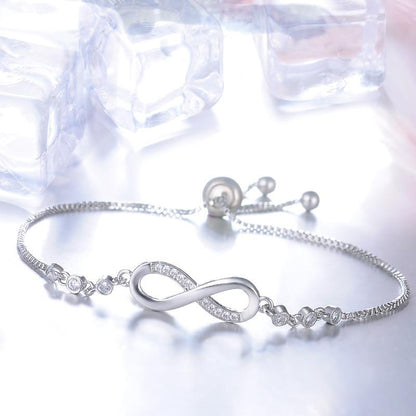 Silver Adjustable Bracelet with Infinity Symbol