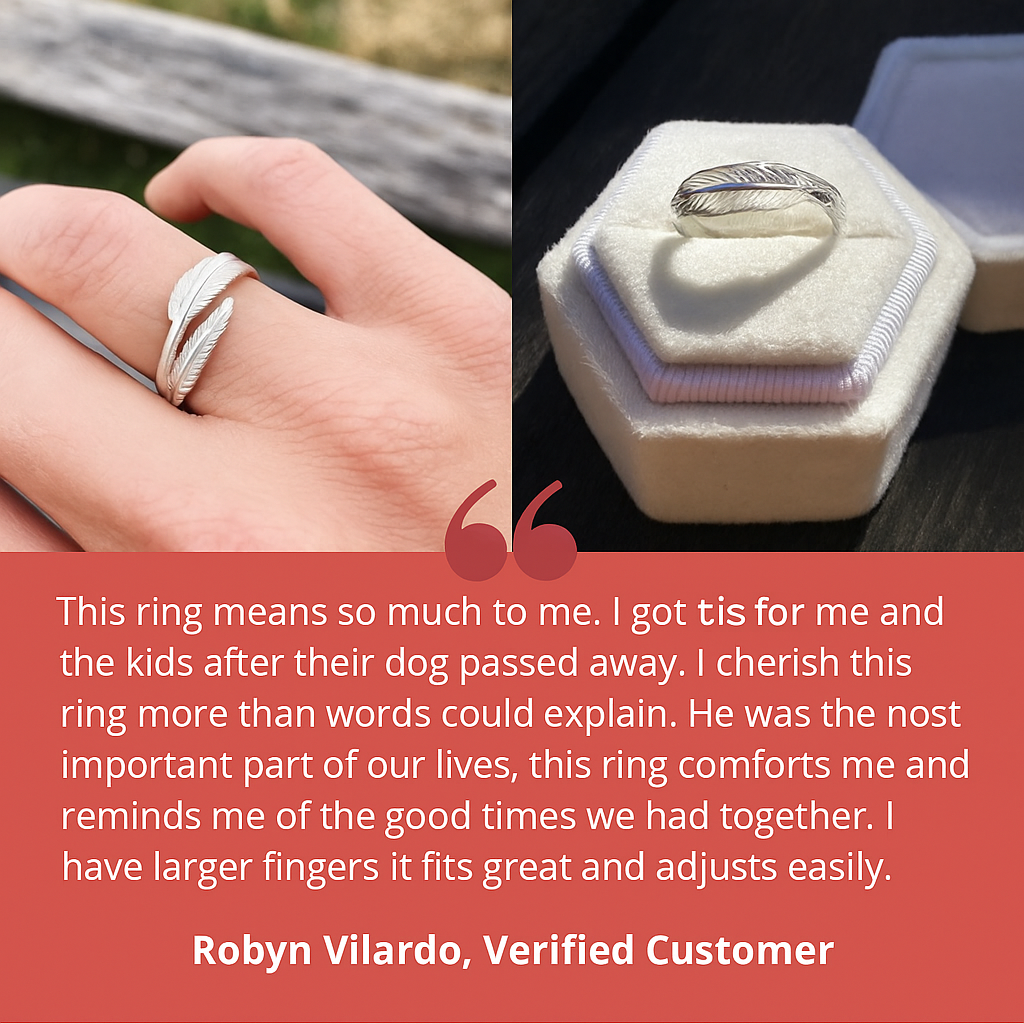 Feather of an Angel – Adjustable Memory Ring