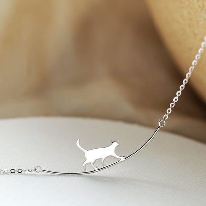 Climbing Cat – Silver Necklace