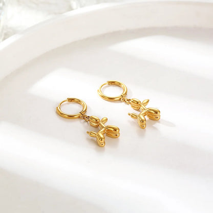 Mini Balloon Dog Earrings – Golden Hoops with Playful Dog Charm
