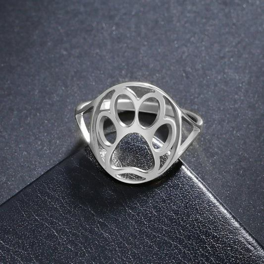 Delicate Paw Ring – Open Stainless Steel Ring with Animal Motif