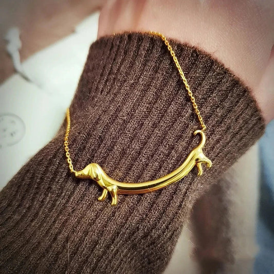 Golden Dachshund Necklace for Women