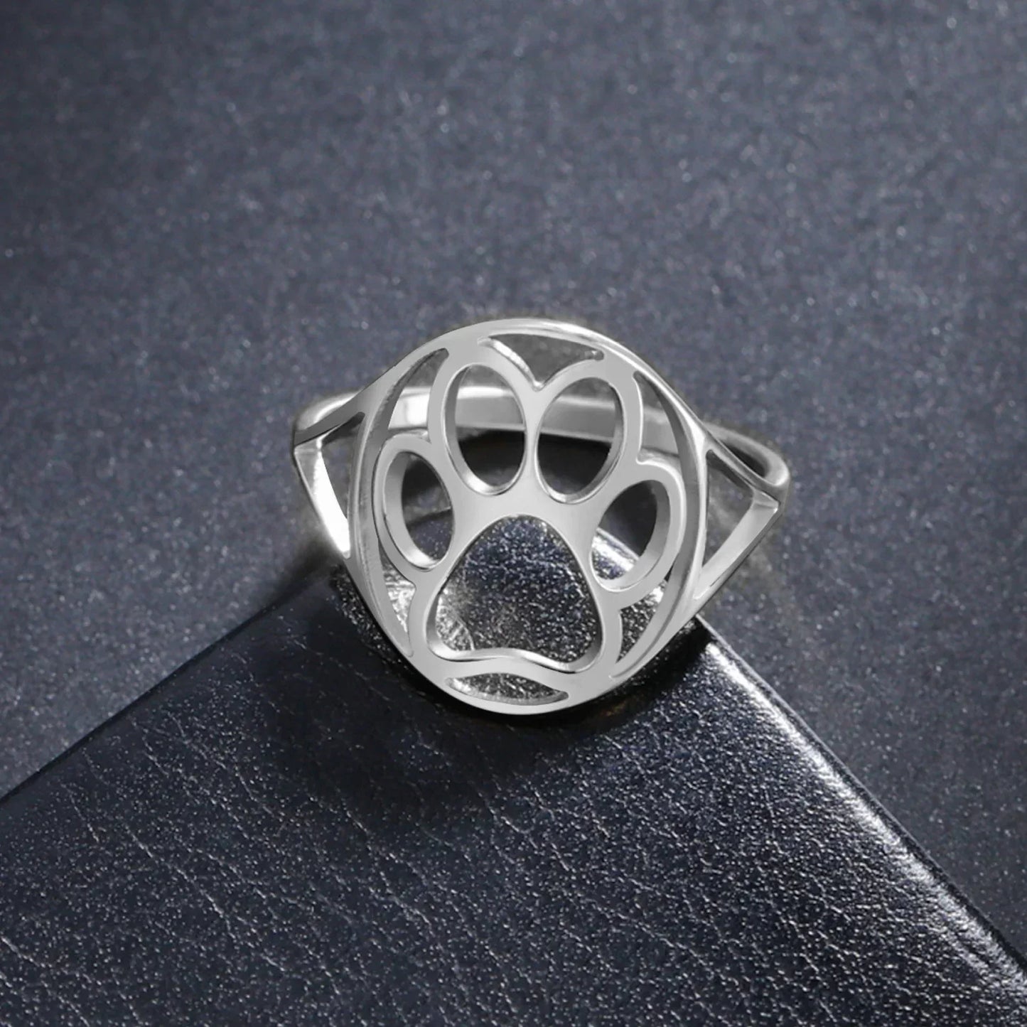 Delicate Paw Ring – Open Stainless Steel Ring with Animal Motif