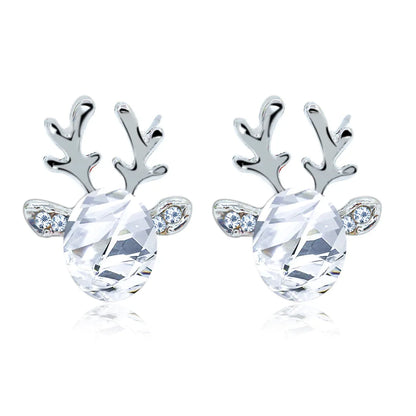 Festive Reindeer Crystal Stud Earrings
