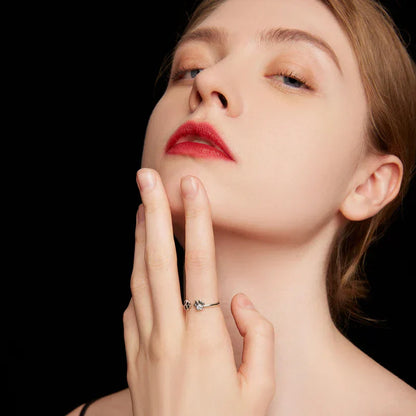 Paw Ring Made of Sterling Silver – Adjustable Ring with Zirconia & Enamel