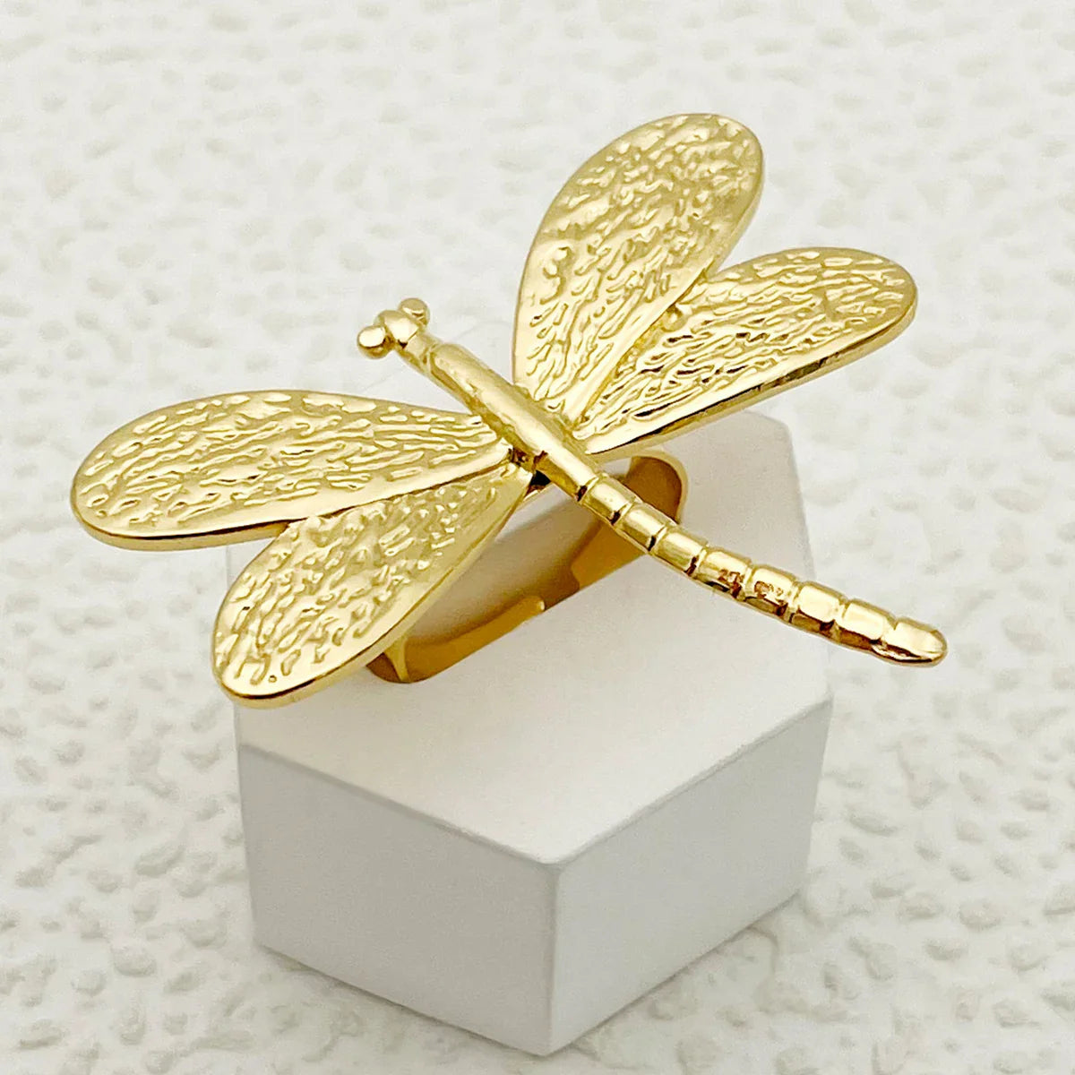 Adjustable Golden Dragonfly Ring