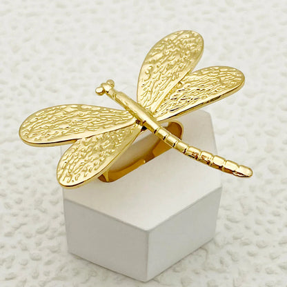 Adjustable Golden Dragonfly Ring