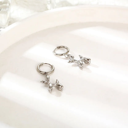 Mini Balloon Dog Earrings – Golden Hoops with Playful Dog Charm