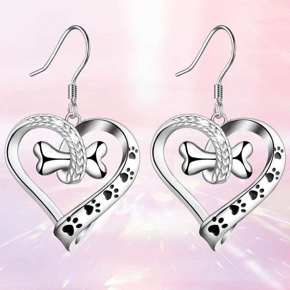 2-Piece Jewelry Set with Paw, Heart & Bone Charms