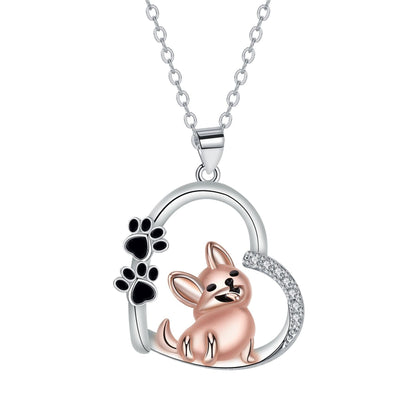 Lovely Heart-shaped Dog Pendant Necklace