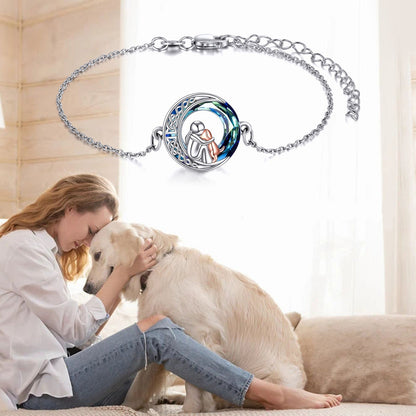 Adjustable Lucky Bracelet made of Sterling Silver with Dog Motif