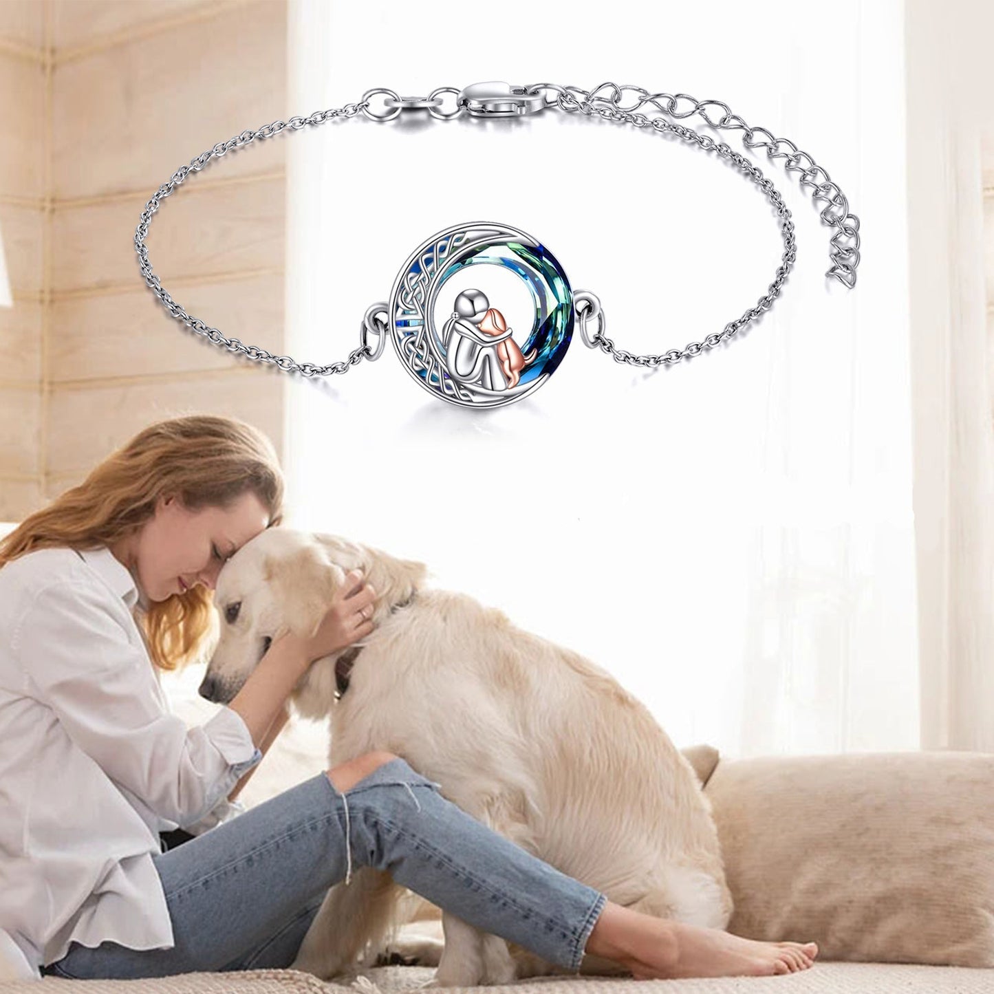 Sterling Silver Adjustable Dog Charm Bracelet