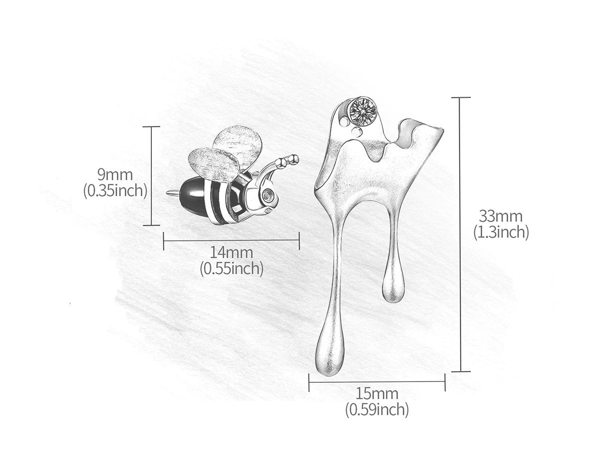 Dripping Honey & Bee Earrings with Zirconia