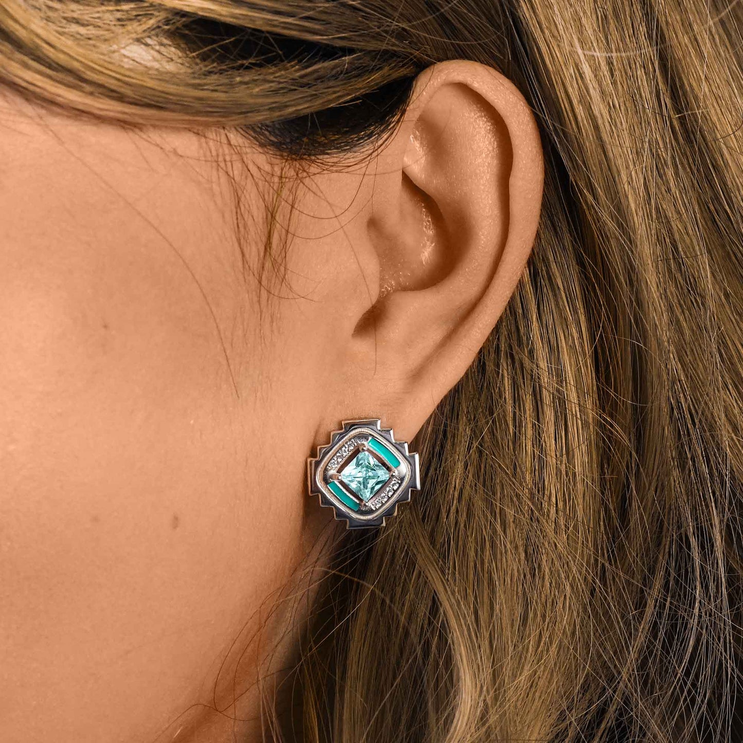Cascading Ridges Earrings - Aquamarine