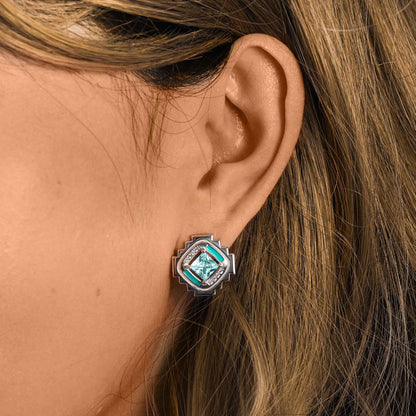 Cascading Ridges Earrings - Aquamarine
