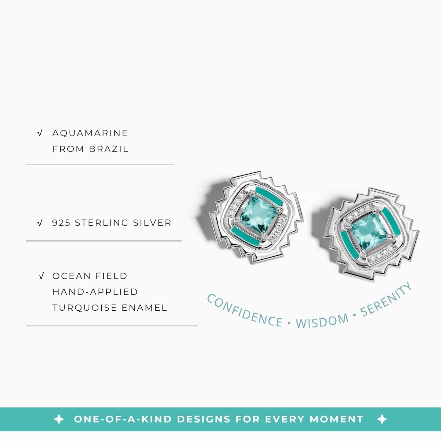 Cascading Ridges Earrings - Aquamarine