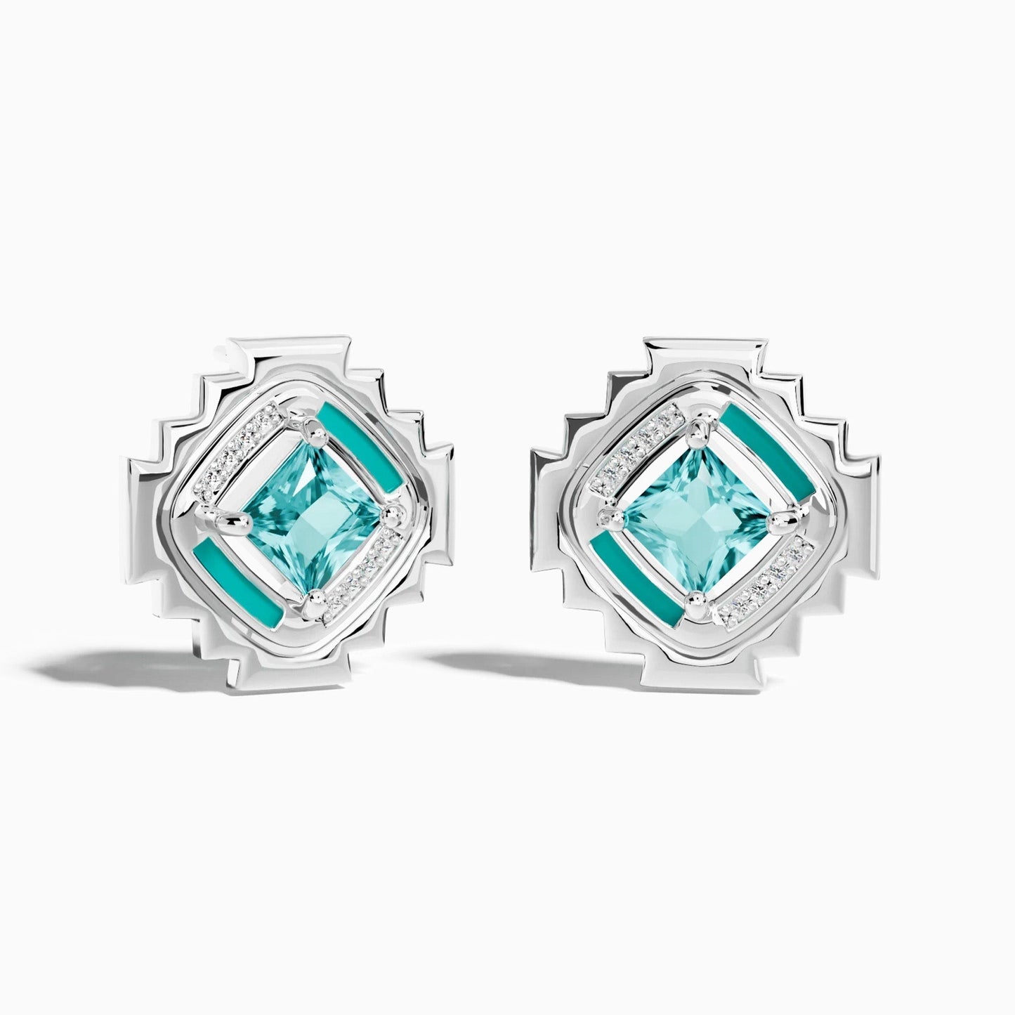 Cascading Ridges Earrings - Aquamarine