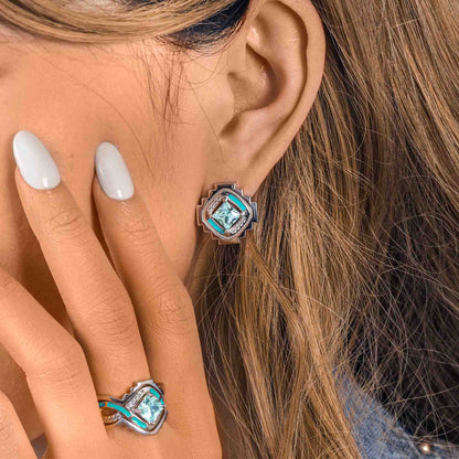 Cascading Ridges Earrings - Aquamarine