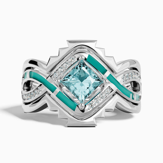 Cascading Ridges Ring - Aquamarine