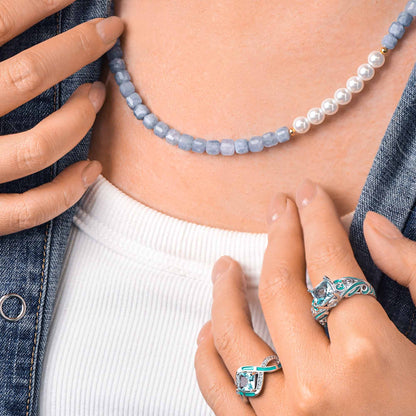 Cascading Ridges Ring - Aquamarine