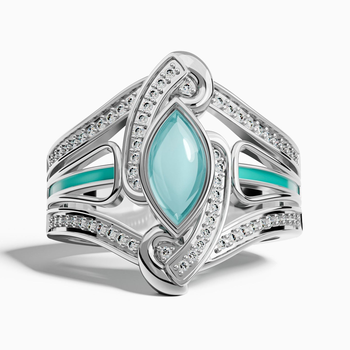 Cyclone Boomerang Ring - Aquamarine