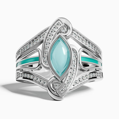 Cyclone Boomerang Ring - Aquamarine