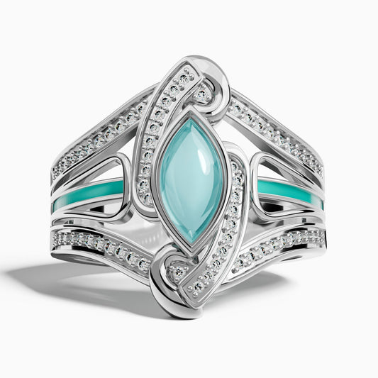 Cyclone Boomerang Ring - Aquamarine