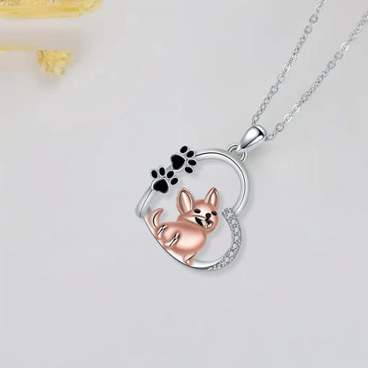 Heartfelt Friend Dog Necklace in Rose Gold