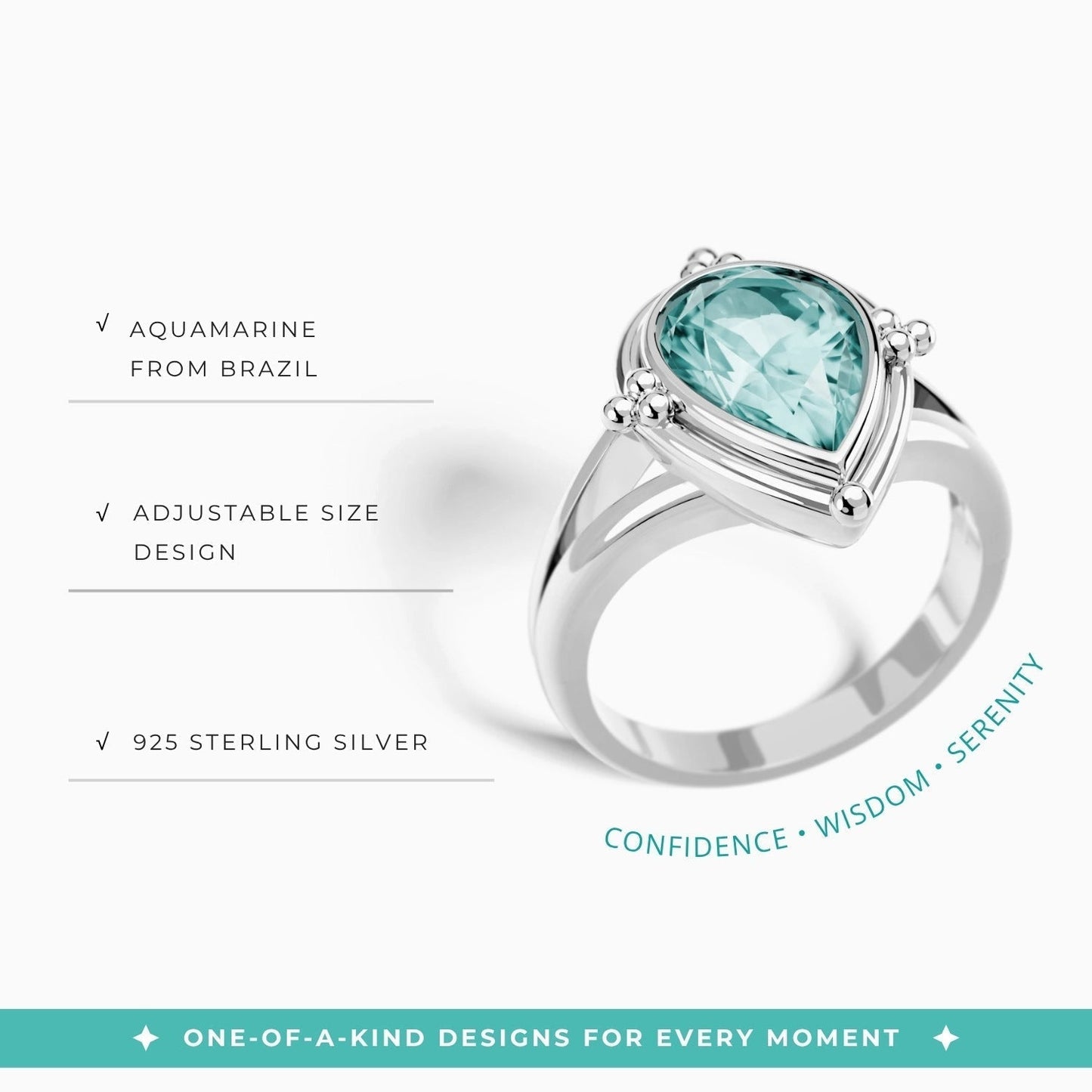 Desert Tears Ring - Aquamarine