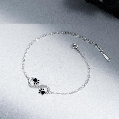 Infinity Symbol Bracelet with Paw Print Charm & Zirconia