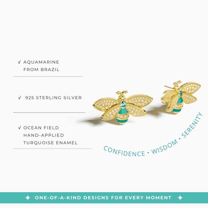 Hive Echo Earrings - Aquamarine