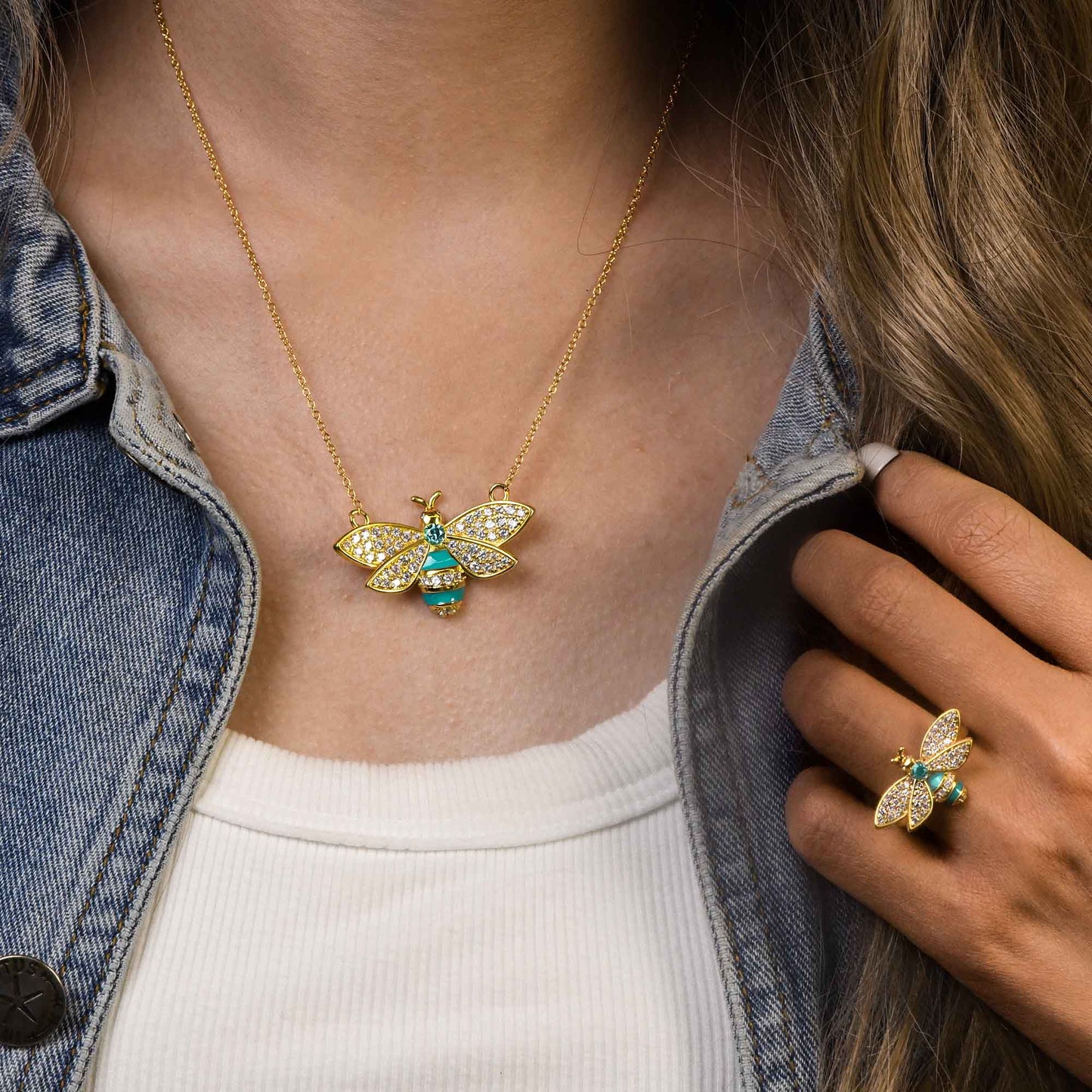 Hive Echo Necklace - Aquamarine