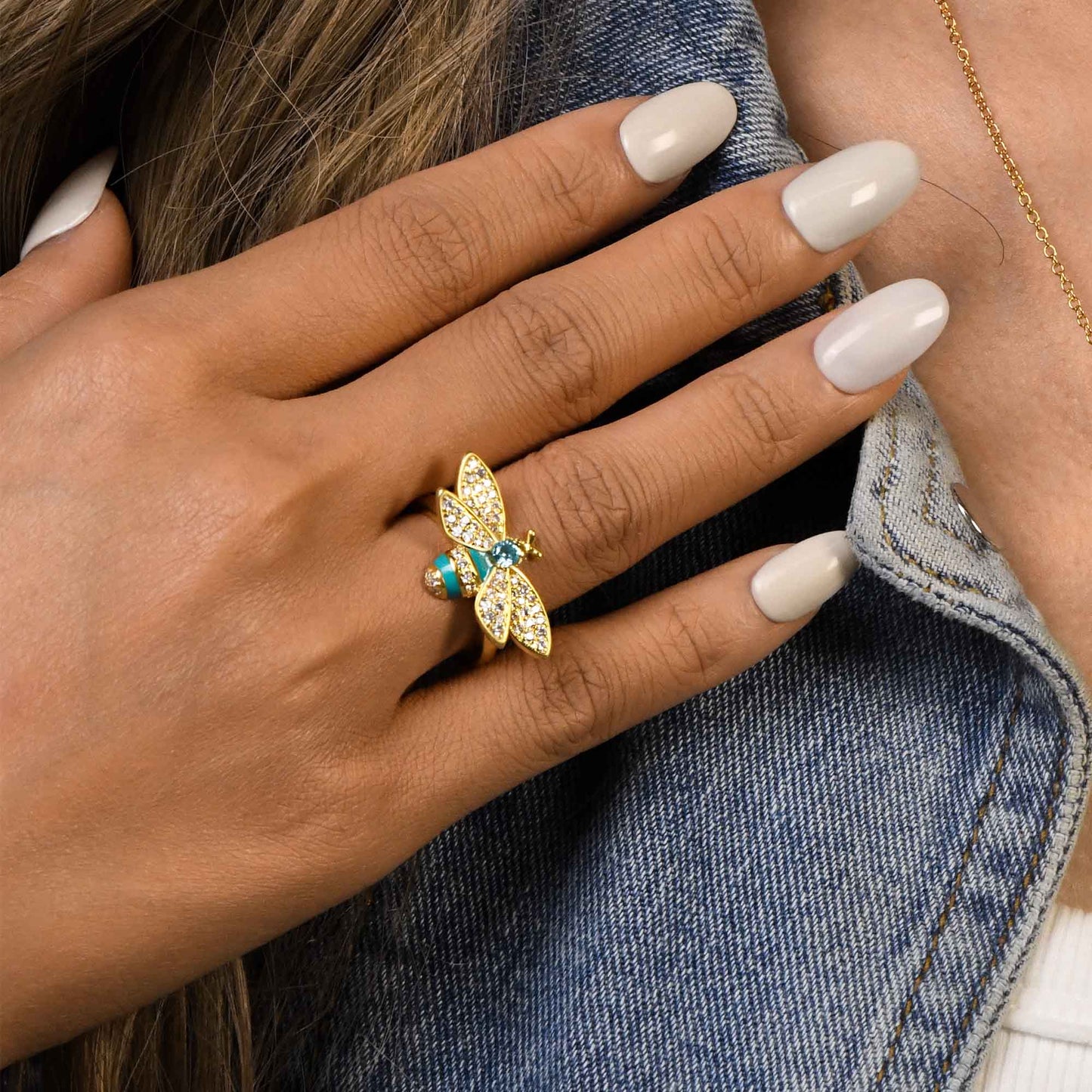 Hive Echo Ring - Aquamarine