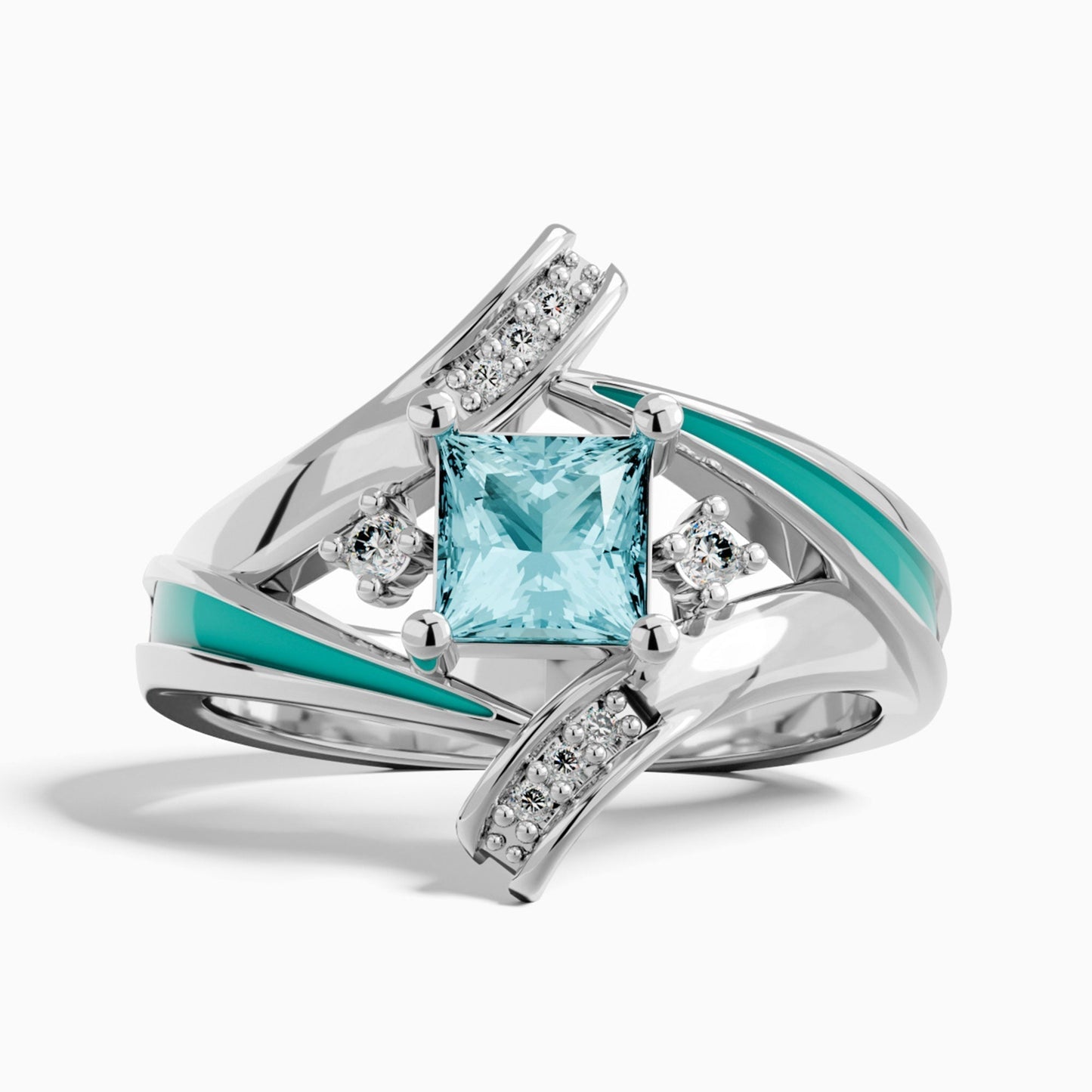 Milky Way Kiss Ring - Aquamarine