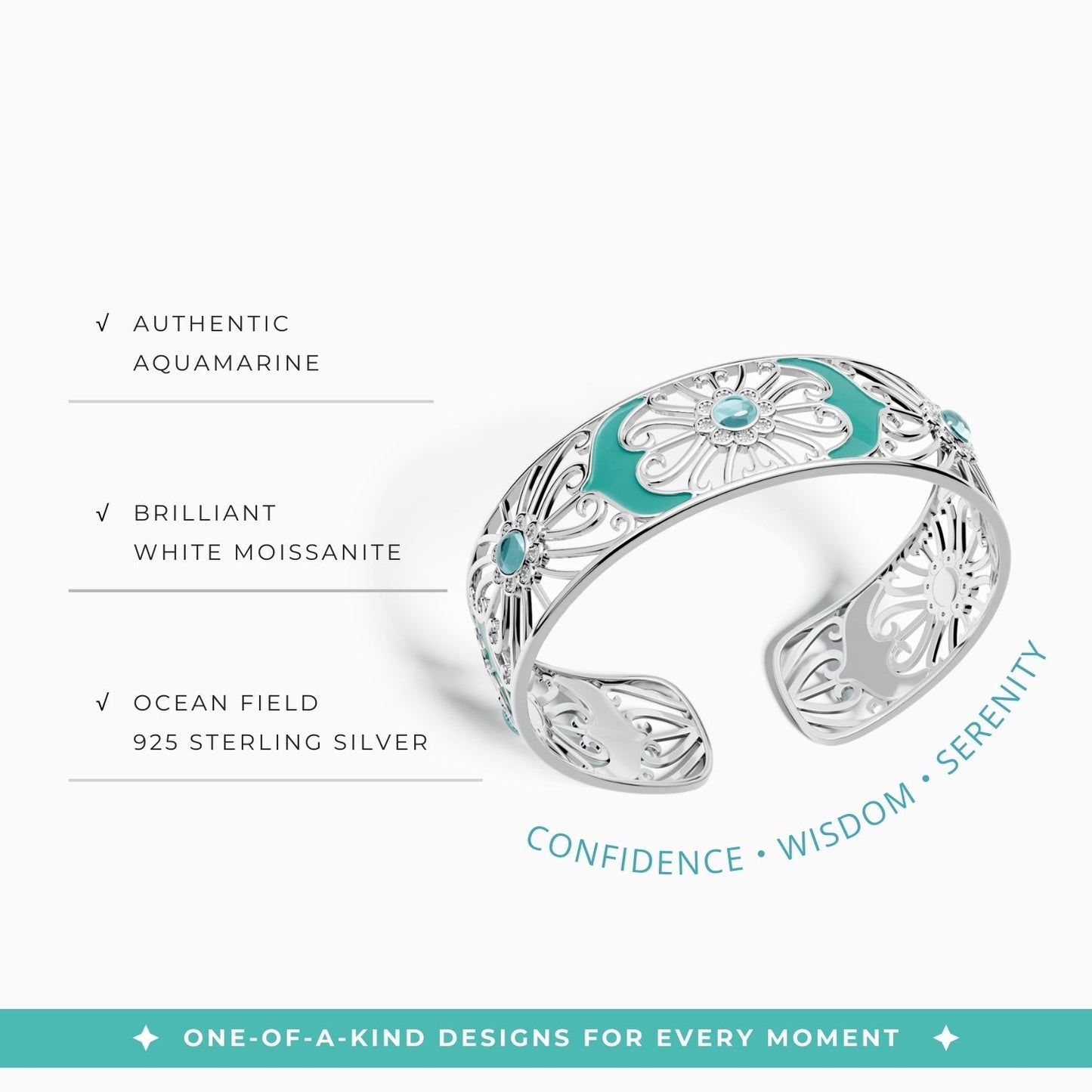 Prairie Flower Cuff Bracelet - Aquamarine