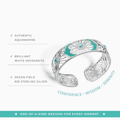 Prairie Flower Cuff Bracelet - Aquamarine