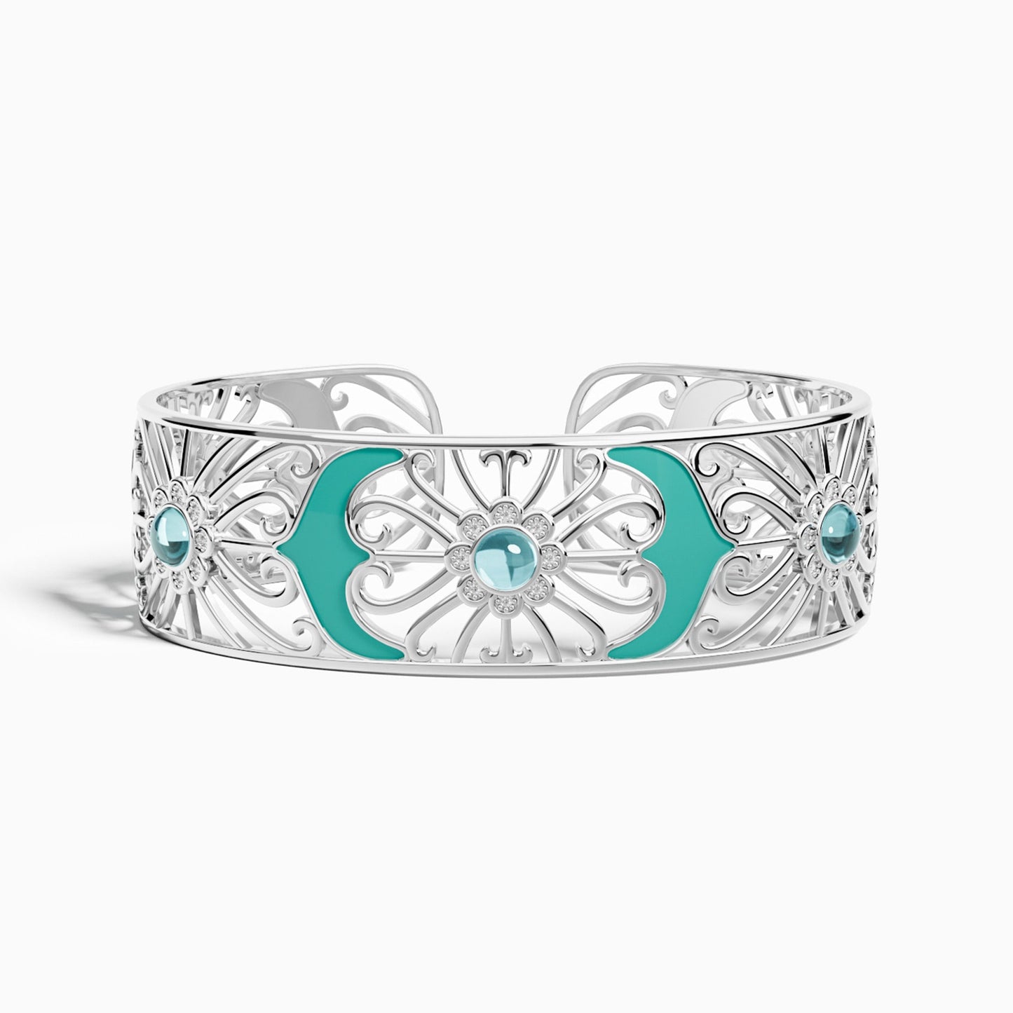 Prairie Flower Cuff Bracelet - Aquamarine